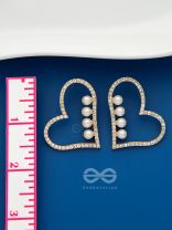 The Heart's Desire- Golden Rhinestones and Pearl Earrings