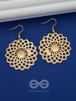 The Geometric Graceful Sun - Golden Casual Earrings