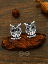 Quirky little owl on a branch - Tiny Trinket Earrings