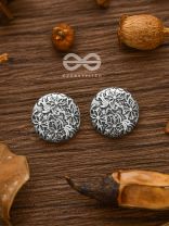 Little Carved Motif Buttons - Tiny Trinket Earrings