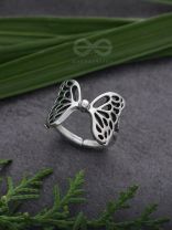 Butterfly Wings Fly Away - Oxidised Adjustable Ring