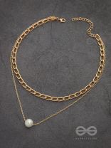 The Layered Elegance - Golden Pearl Multilayered Neckpiece With Anti-Tarnish Coating 