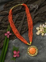 The Timeless Elegance- Beautiful Beaded Neckpiece (Aerospace Orange)
