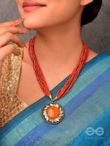 The Timeless Elegance- Beautiful Beaded Neckpiece (Aerospace Orange)