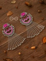 The Dangling Blooming Lotus - Statement Meenakari Earrings (Pink)
