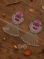 The Dangling Blooming Lotus - Statement Meenakari Earrings (Pink)
