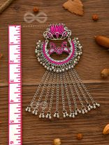 The Dangling Blooming Lotus - Statement Meenakari Earrings (Pink)