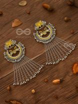 The Dangling Blooming Lotus - Statement Meenakari Earrings (Yellow)