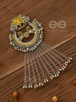 The Dangling Blooming Lotus - Statement Meenakari Earrings (Yellow)