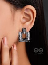 Geometric Grace - Rhinestone Encrusted Silver Earrings