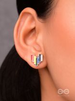 Mottled Hearts- Multicolored Enamelled Golden Earrings