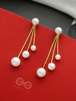 Raining Pearls- Golden Pearl Dangler Earrings