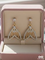 Sea Saga- Gem Stone and Rhinestones Studded Golden Earrings