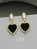Heart of Ocean- Green Heart-Shaped Gem Stones and Rhinestones Studded Earrings