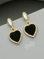 Heart of Ocean- Green Heart-Shaped Gem Stones and Rhinestones Studded Earrings