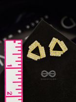 Twisted Triangles- Rhinestones Encrusted Golden Earrings