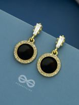 Black Holes- Gem Stone and Rhinestones Studded Black and Golden Earrings