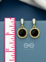 Black Holes- Gem Stone and Rhinestones Studded Black and Golden Earrings