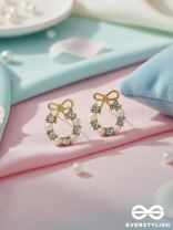 Pearl-fect Bows - Pearl and CZ Stone Studded Golden Earrings