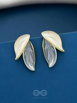 PETALS PANACHE- GOLDEN ENAMELLED EARRINGS (SKY BLUE)
