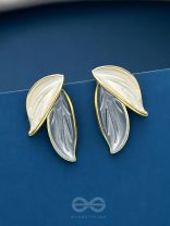 PETALS PANACHE- GOLDEN ENAMELLED EARRINGS (SKY BLUE)