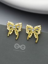 Pearlescent Cravats- Gem Stone and Pearls Studded Golden Earrings 