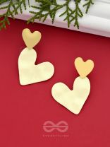 Cross My Heart- Golden Heart-Shaped Earrings