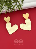 Cross My Heart- Golden Heart-Shaped Earrings