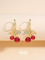 Cherry on Top- Red and Golden CZ Stones Studded Earrings