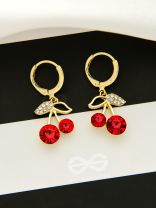 Cherry on Top- Red and Golden CZ Stones Studded Earrings