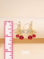 Cherry on Top- Red and Golden CZ Stones Studded Earrings
