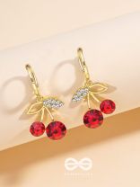 Cherry on Top- Red and Golden CZ Stones Studded Earrings