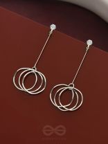 Dangly Discs - Solitaire Studded Silver Earrings