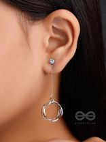 Dangly Discs - Solitaire Studded Silver Earrings