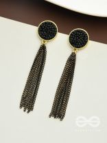 The Raven Cascade- Black and Golden Earrings