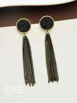 The Raven Cascade- Black and Golden Earrings