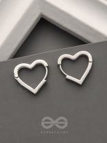 The Lovebirds- Heart-Shaped Silver Earrings