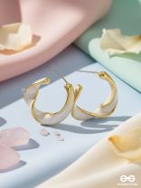 The Twisted Crescent- Classy Golden Earrings (Porcelain White)