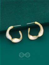 The Twisted Crescent- Classy Golden Earrings (Porcelain White)