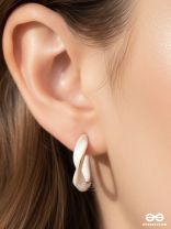 The Twisted Crescent- Classy Golden Earrings (Porcelain White)