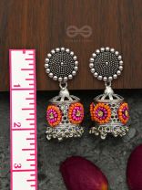 Antique Mystique- Pink and Orange Beads Oxidised Earrings