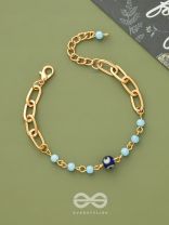 Star of the Show- Evil Eye Stone & Beads Studded Golden Bracelet