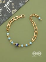 Star of the Show- Evil Eye Stone & Beads Studded Golden Bracelet