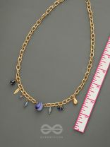Fragments of the Sky- Blue Crystals Studded Golden Necklace