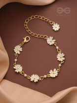 The Valley of Flowers- Enamelled Golden Bracelet (White)
