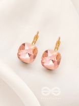 The Ice Cube- Crystal Golden Earrings (Rust)