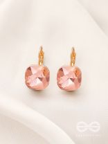 The Ice Cube- Crystal Golden Earrings (Rust)