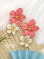 Paired Periwinkles- Statement Acrylic Earrings (Fuscia Pink)