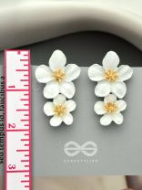 Paired Periwinkles- Statement Acrylic Earrings (Daisy White)