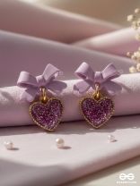 HEART-SHAPED CANDY BOX- LAVENDER AND GOLDEN EARRINGS